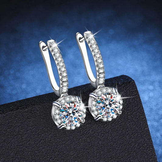 JOIAS HOME Read S925 Sterling Silver Pendant 1CT D Colors Moissanite Diamond Drop Earrings for Women Wedding Fine Jewelry Gift