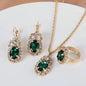 Necklace Earring Ring Three-piece Set For Women Water Drop Heart-shaped Rhinestone Set Fashion And Exquisite Bridal Accessories