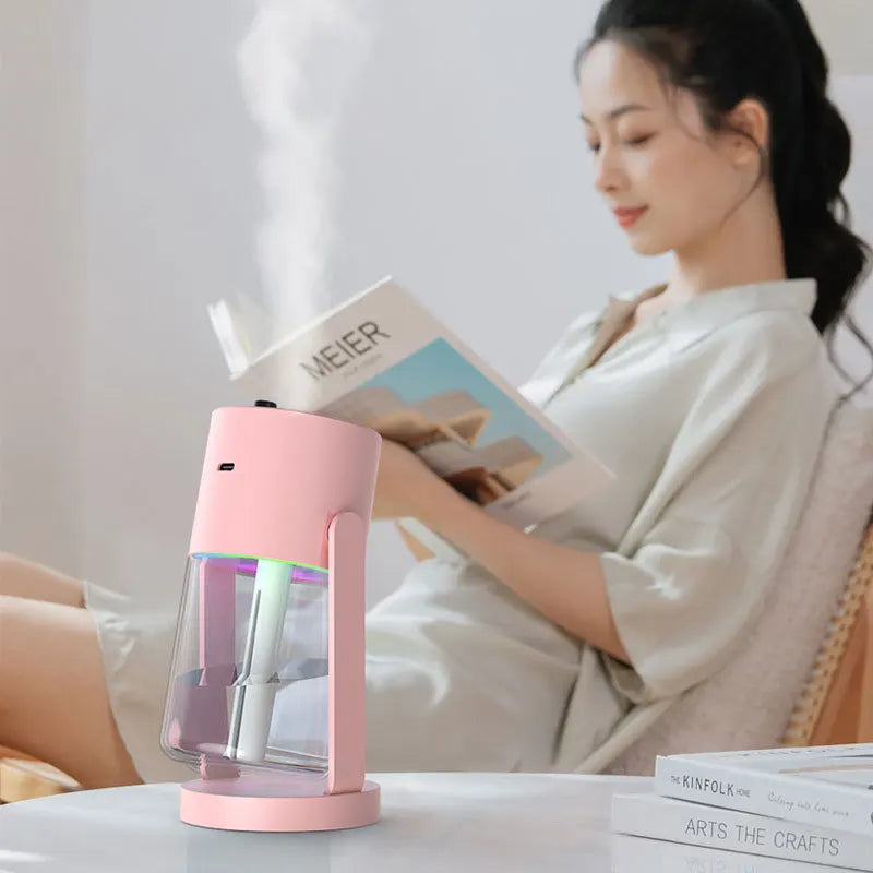 USB Car Air Humidifier Starry Sky Color Night Light Rotating 280ml Small Silent Vehicle Home Air Humidification Big Fog