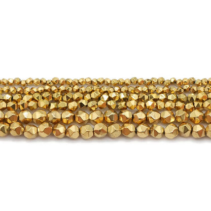 Real Gold Plated 2/3/4MM New Faceted Round Hematite Natural Stone Spacer Loose Beads For Jewelry Making Diy Bracelets Necklace