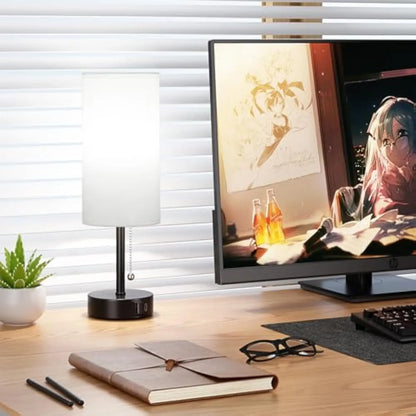 Pull Chain Desk Lamp Led Table Lamp Bedside Lamps with USB A+C Port Fast Charging Rechargeable Lamps Bedroom Decoration лампа