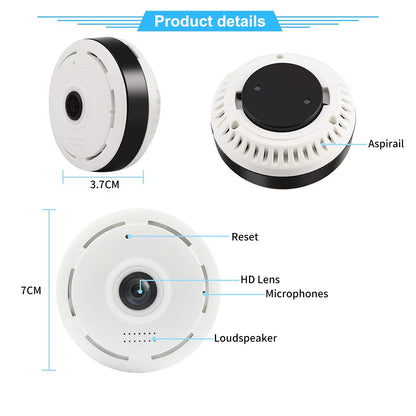 Wifi Security Camera 360 Degree Panoramic View CCTV Wireless Mini Fisheye Lens Two-Way Audio Surveillance V380 Pro APP
