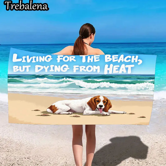 30*60inch Ultra-Soft Beach Towel with Beach Life Dog Print Towel Soft Sand Style