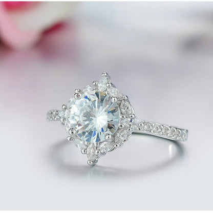 Fashion Women Ring Elegant Crystal Rhinestones Rings For Women CZ Engagement Ring Bride Wedding Party Jewelry Accessories Gifts