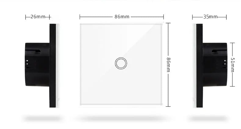 EU Touch Switch AC100-240V Led backlight Panel Tempered Crystal Glass wall Light sensory Switches 1/2/3 Gang Interruttore
