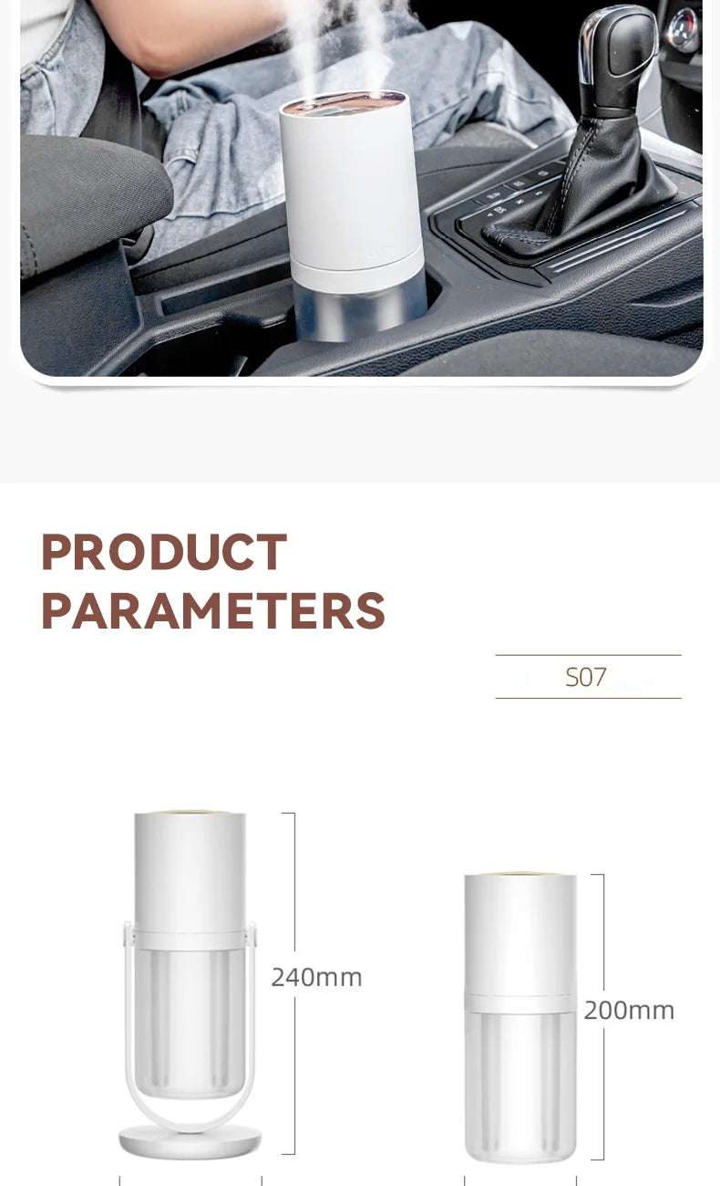 450ml Desktop Humidifier Mini Air Humidifier 360°Rotatable Dual-hole Spray Wireless Rechargeable Nano Atomization