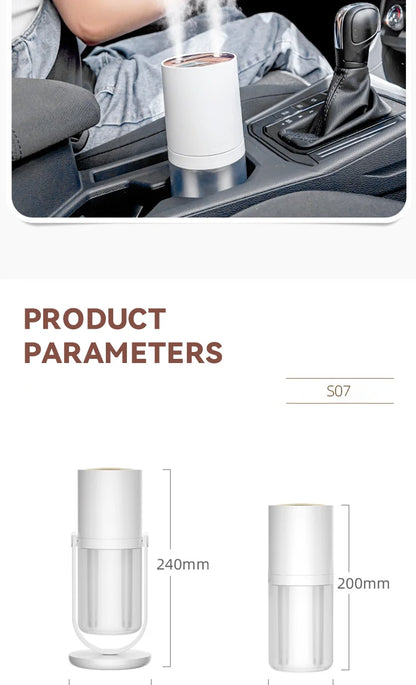 450ml Desktop Humidifier Mini Air Humidifier 360°Rotatable Dual-hole Spray Wireless Rechargeable Nano Atomization
