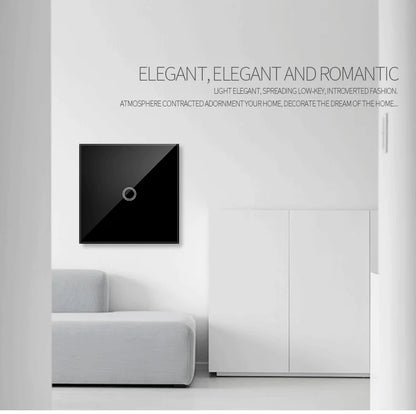 EU Touch Switch AC100-240V Led backlight Panel Tempered Crystal Glass wall Light sensory Switches 1/2/3 Gang Interruttore