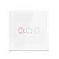 AC100-240 Touch Switch Power Led Panel Wall Light Switches Tempered Black White Crystal Glass 1/2/3 Gang Interruttore Switch