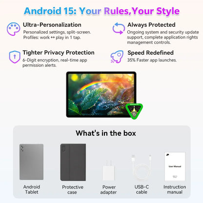 SVITOO 11 inch Tablet Android 15 12GB RAM 128GB ROM Octa Core 8000mah 2025 Tablet for Drawing Office Study HD Android Tablets