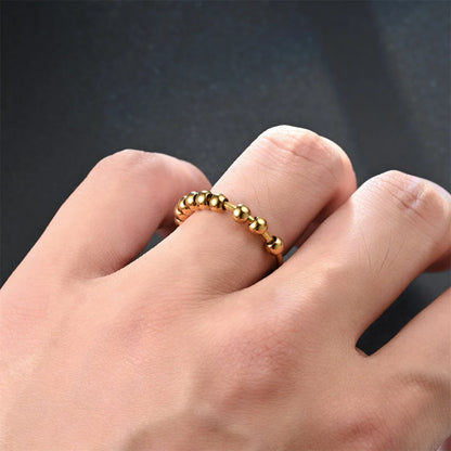 Round Bead Aspinning Anxiety Control Black Ring For Women Rotate Freely Stainless Steel Anti Stress Fidget Summer Rings Anillos