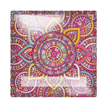 Colourful Fancy cloth mandala flower Art Painting 12mm/20mm/25mm/30mm Square photo glass cabochon demo flat back Making findings