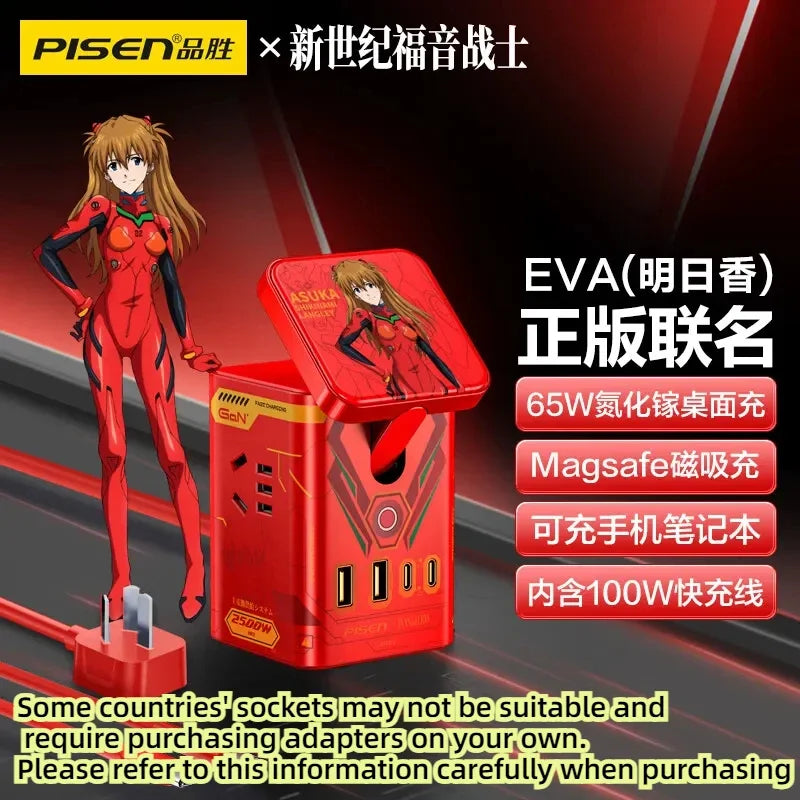 Cartoon Anime Neon Genesis Evangelion EVA Multi functional Socket Asuka Ayanami Desktop Decoration Mobile Computer Accessories