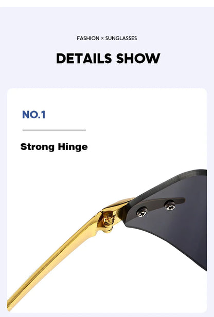 Rimless Men Sunglasses 2024 Fashion Luxury Brand Curved Lens Summer Traveling Sun Glasses for Women Frameless Rectangle Shades