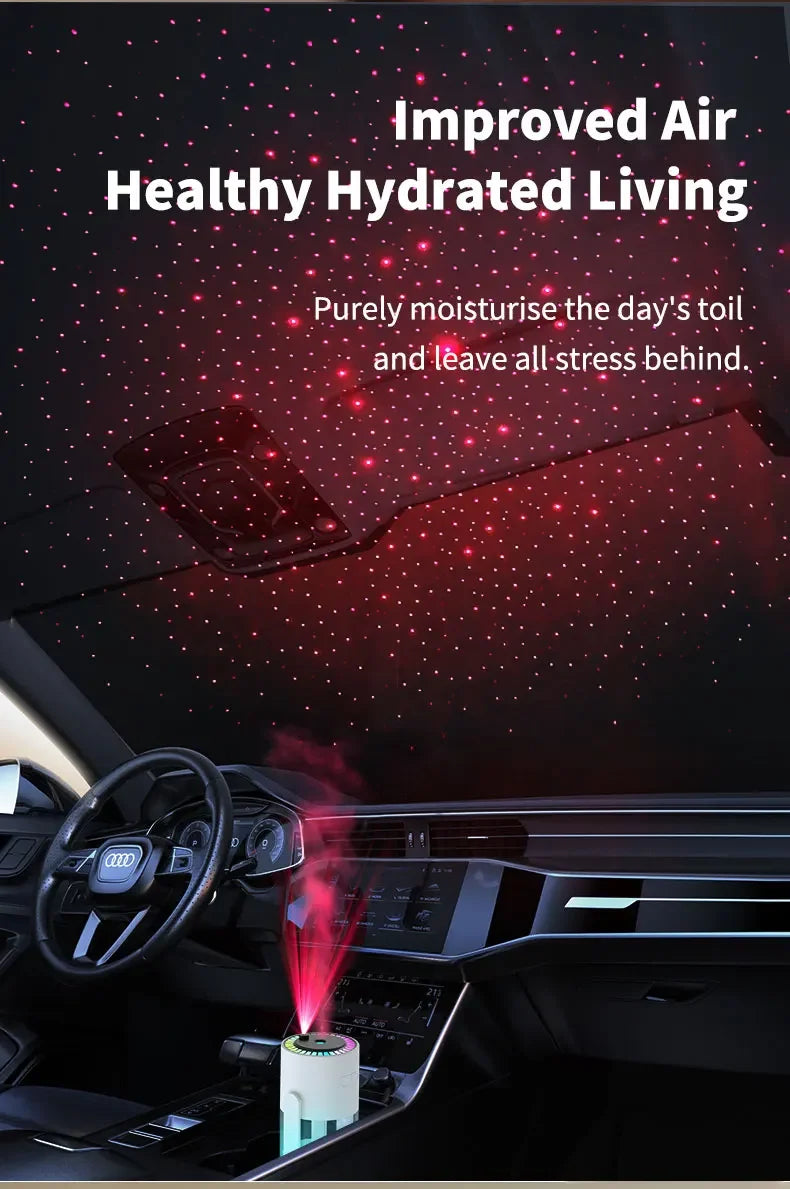 Desktop Air Car Humidifier Projection Starry Sky Top Shaking Head Humidifier Creative Hydration USB Spray Shaking Head Machine