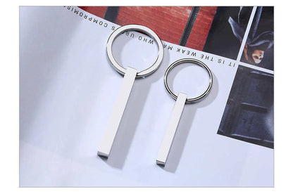 Vnox Personalize Keychains, Custom Father's Day Gift to Him, 3D Bar Key Chain, Stainless Steel Name Date Logo Engraving Keyrings