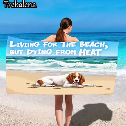 30*60inch Ultra-Soft Beach Towel with Beach Life Dog Print Towel Soft Sand Style