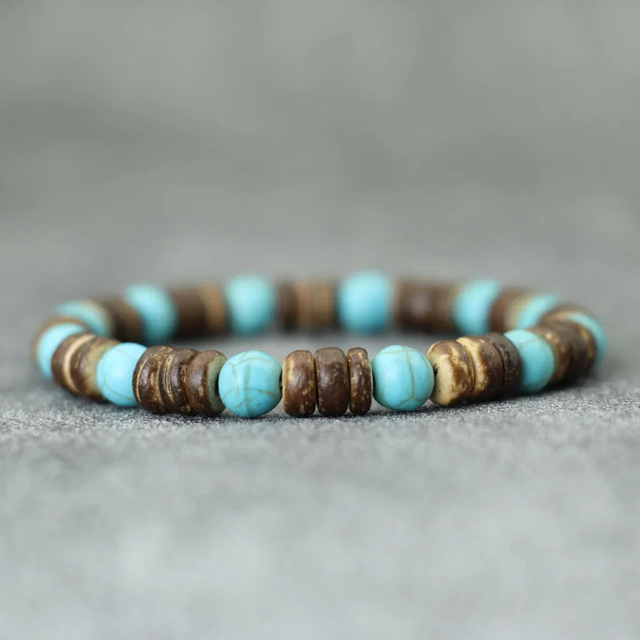 New Natural Coconut Husk Bracelet For Men Handmade Onyx Volcanic Rock Stone Beaded Braslet Leisure Accessories Meditation Joias