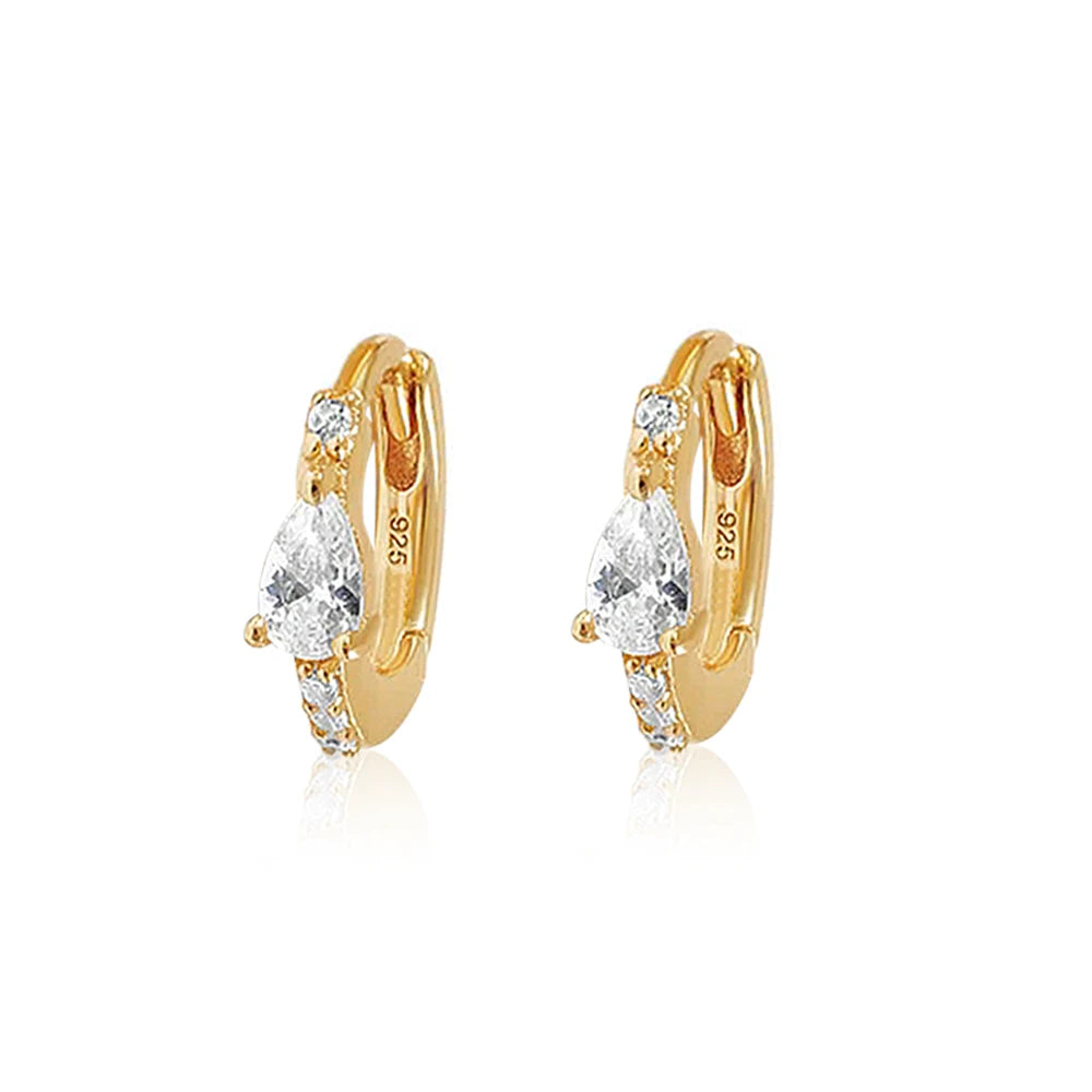 ROXI 925 Sterling Silver Classic Geometric Cubic Zirconia Earrings For Women Bride 18k Gold Plating Cartilage Ear Buckle Joias