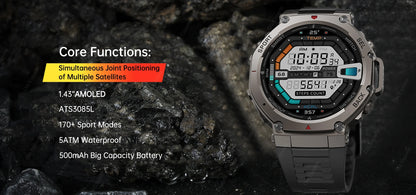 T-Rex 3 GPS Smart Watch 10ATM Waterproof Built-in Dual-band GNSS Compass Military Sport Smartwatch Men 2025 New For Xiaomi Ultra
