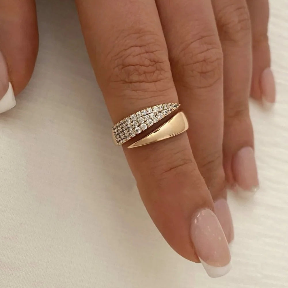 Fashion Irregular Geometry Full of Zircon Rings Personality Multilayer Index Finger Ring for Women Charm Jewelry Accessory Gifts