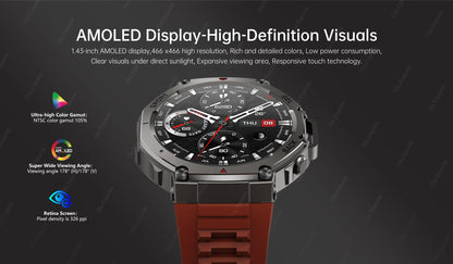 T-Rex 3 GPS Smart Watch 10ATM Waterproof Built-in Dual-band GNSS Compass Military Sport Smartwatch Men 2025 New For Xiaomi Ultra