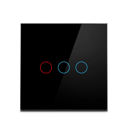AC100-240 Touch Switch Power Led Panel Wall Light Switches Tempered Black White Crystal Glass 1/2/3 Gang Interruttore Switch