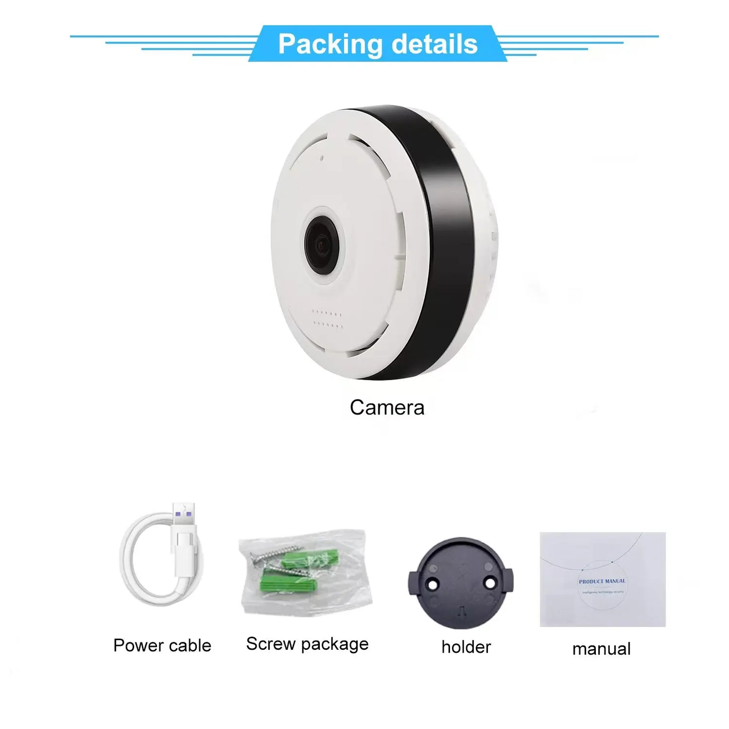 Wifi Security Camera 360 Degree Panoramic View CCTV Wireless Mini Fisheye Lens Two-Way Audio Surveillance V380 Pro APP