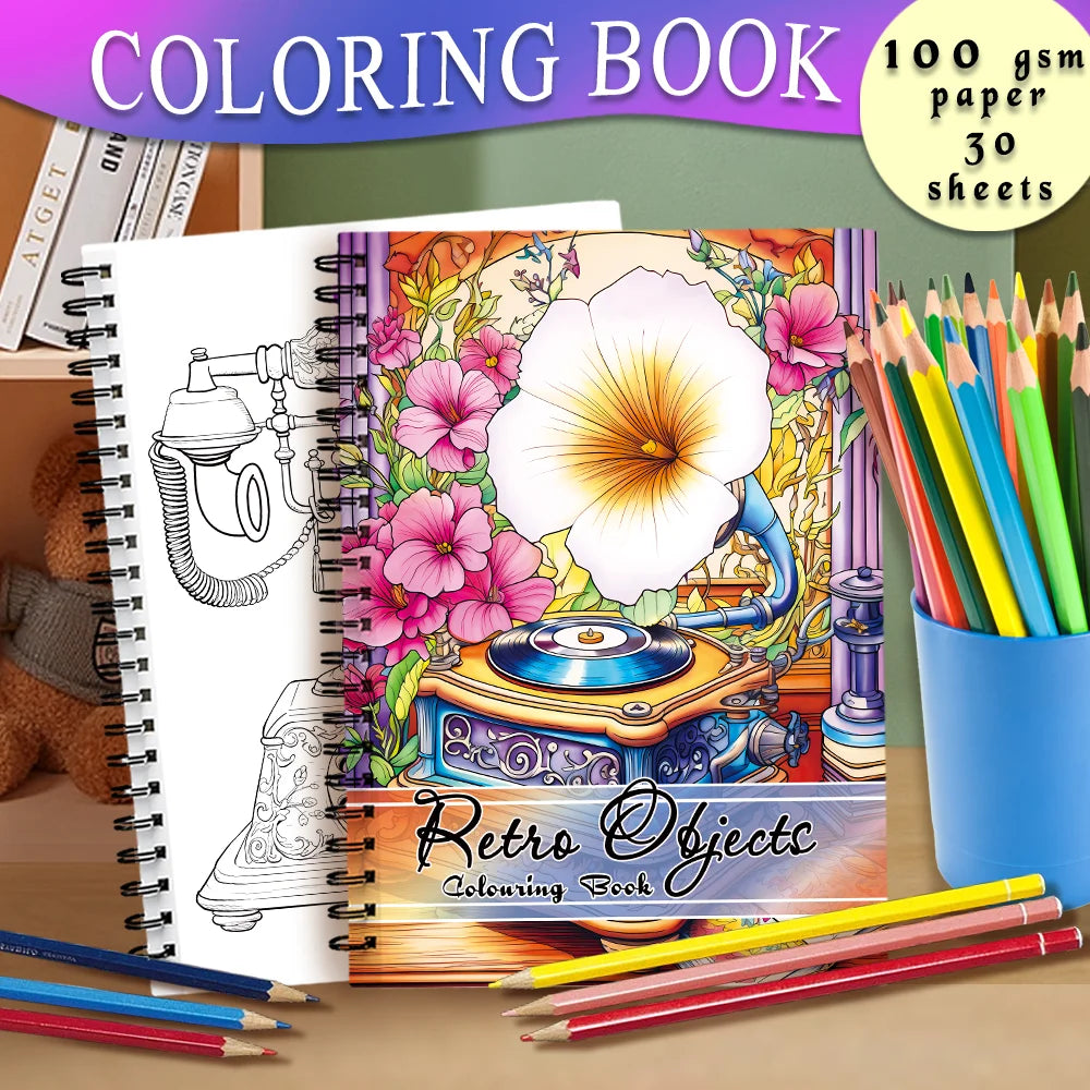 Spiral Coloring book -30 Sheets adult coloring book, 11.3 x 8.3 inches, 100g thick paper, drawing book, homecoming holiday gift