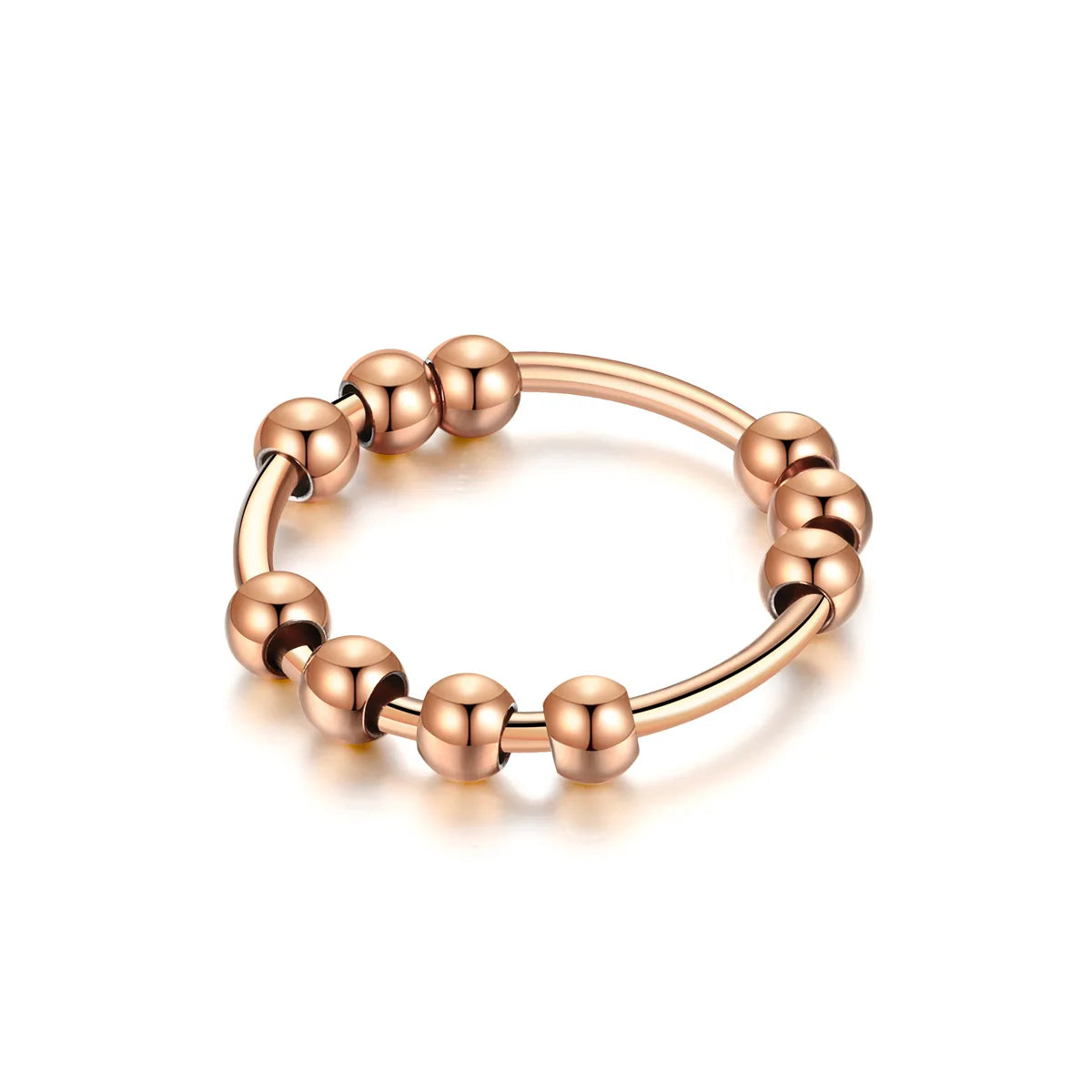 Round Bead Aspinning Anxiety Control Black Ring For Women Rotate Freely Stainless Steel Anti Stress Fidget Summer Rings Anillos
