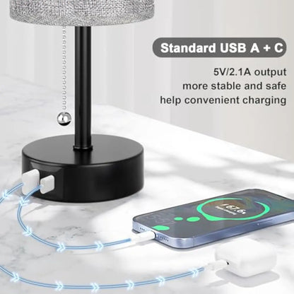 Pull Chain Desk Lamp Led Table Lamp Bedside Lamps with USB A+C Port Fast Charging Rechargeable Lamps Bedroom Decoration лампа