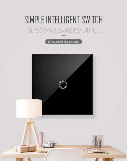 EU Touch Switch AC100-240V Led backlight Panel Tempered Crystal Glass wall Light sensory Switches 1/2/3 Gang Interruttore