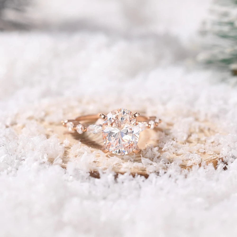 Trumium 925 Sterling Silver Luxury Ring Oval Cut Cubic Zirconia Engagement Rings  Promise Rings for Women Free Engraving