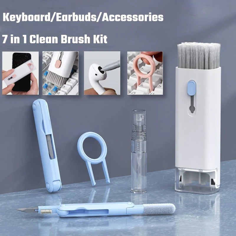 7 in 1 Computer Keyboard Cleaner Kit Brush Cleaning Pen For AirPods Laptop Bluetooth Earphones Clean Tools Keycap Puller Set