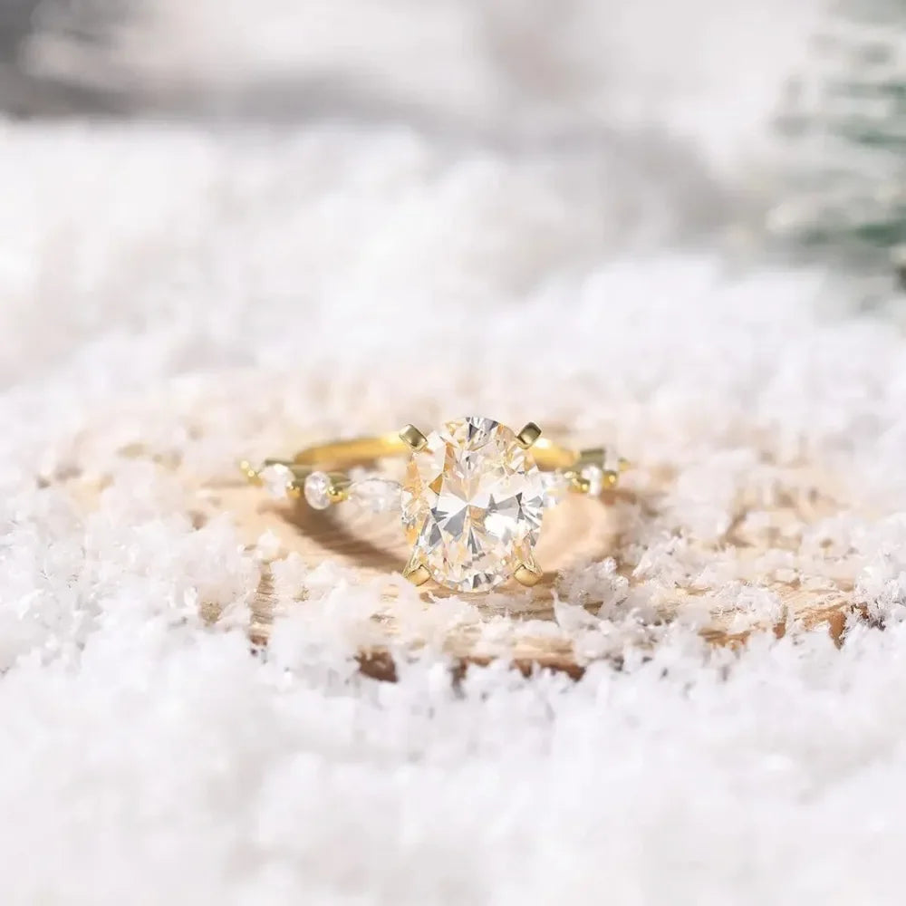 Trumium 925 Sterling Silver Luxury Ring Oval Cut Cubic Zirconia Engagement Rings  Promise Rings for Women Free Engraving